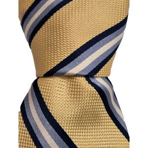 Joseph & Lyman Yellow Blue Striped Silk Tie 3.75” Classic Necktie